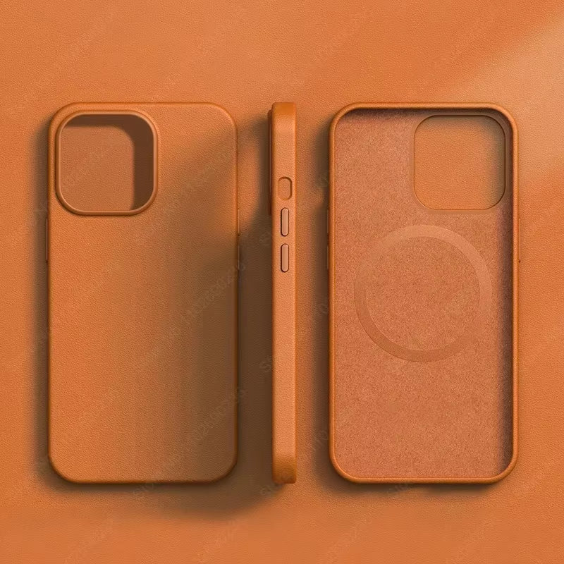 Official Leather Animation for Magsafe Case for Iphone 13 Mini 14 15 Pro Max plus Phone Cases Magnetic Wireless Charging Cover